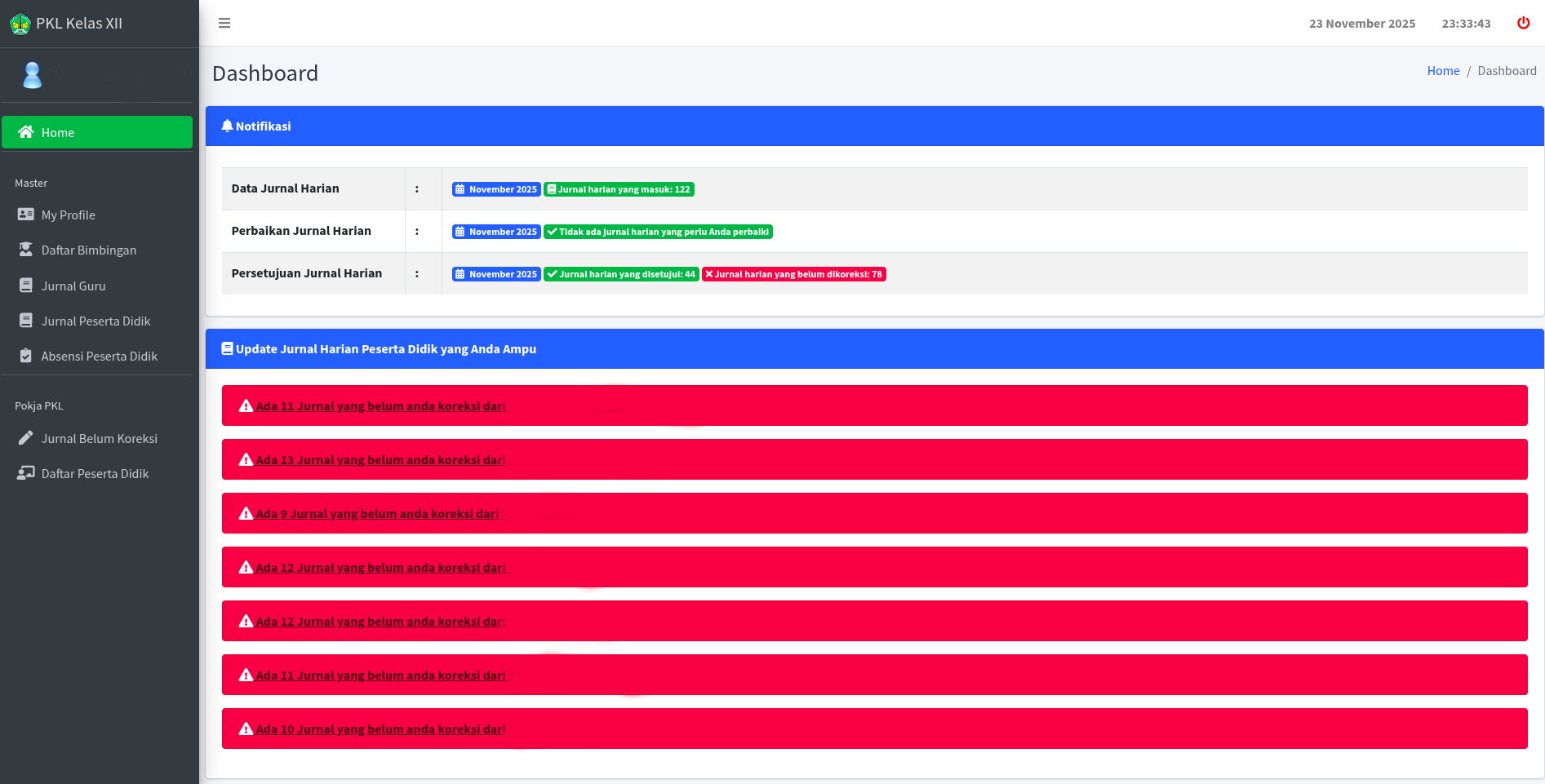 Sistem Manajemen Jurnal PKL SMK Kelas XII